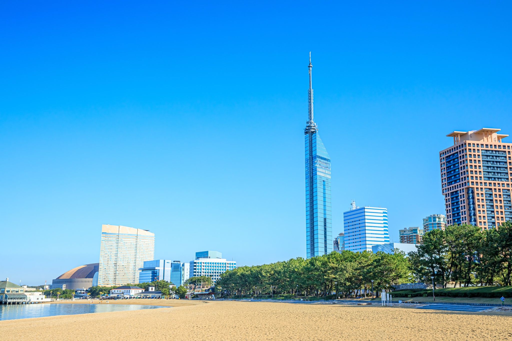 Fukuoka City — Fukuoka Tower and beach, Japan